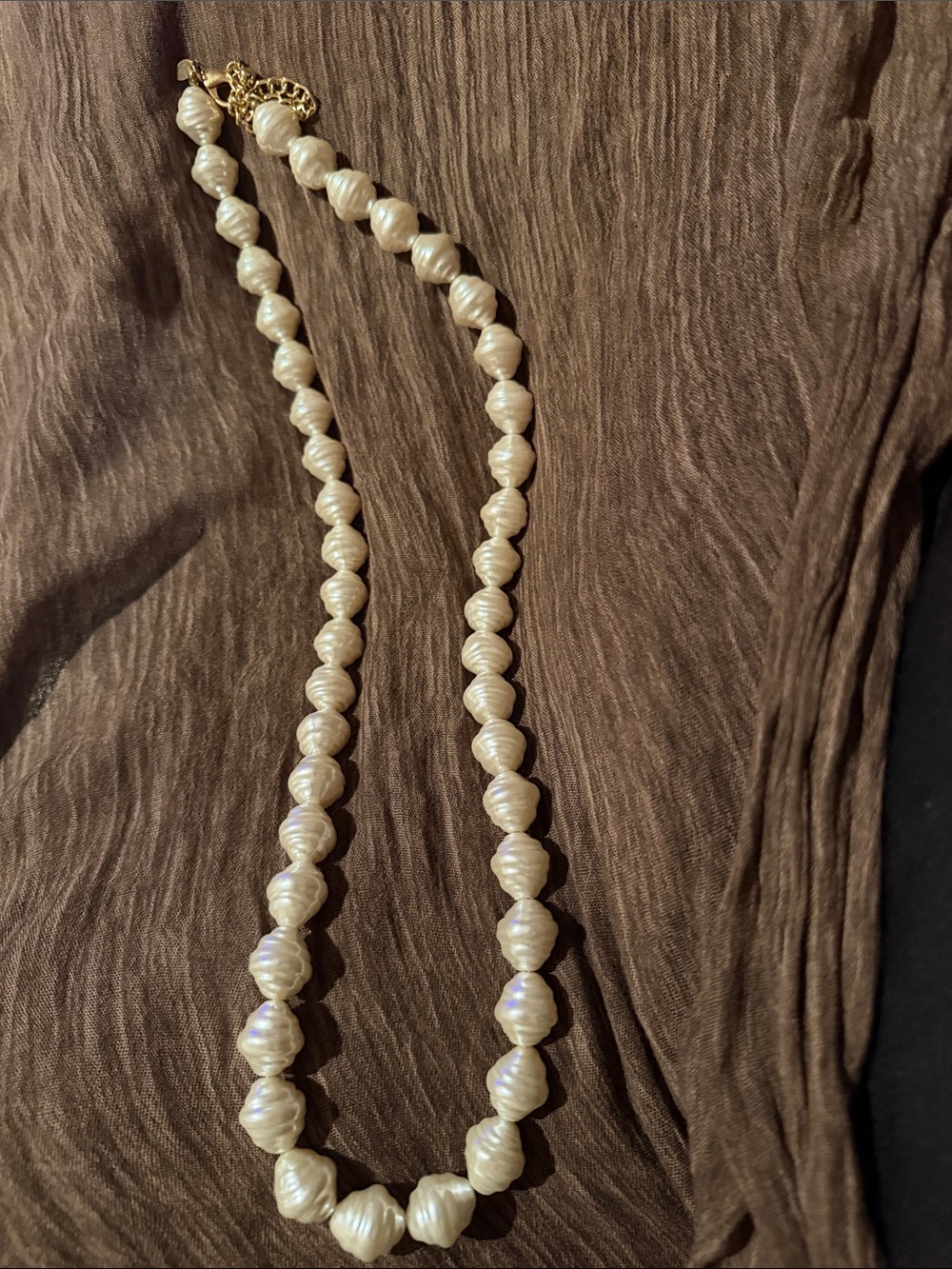 Chico's Pearl-Style Twist Bead Necklace with Gold Chain